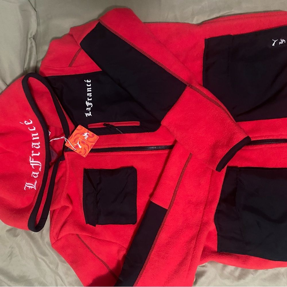 Puma X LaFrance Men’s Red and Black Zip-Up Hoodie